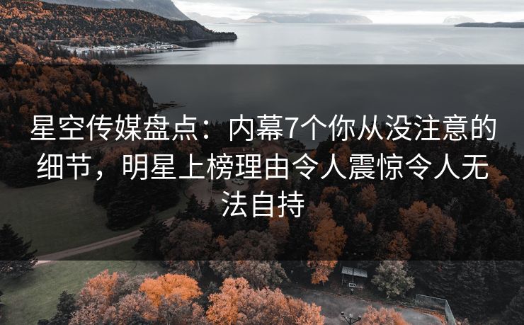 星空传媒盘点:内幕7个你从没注意的细节,明星上榜理由令人震惊令人无法自持 星空传媒盘点:内幕7个你从没注意的细节,明星上榜理由令人震惊令人无法自持