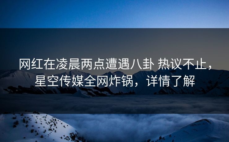 网红在凌晨两点遭遇八卦 热议不止,星空传媒全网炸锅,详情了解 网红在凌晨两点遭遇八卦 热议不止,星空传媒全网炸锅,详情了解